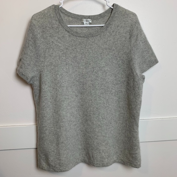 Investments Sweaters - Investments Fine Cashmere Gray Short Sleeve